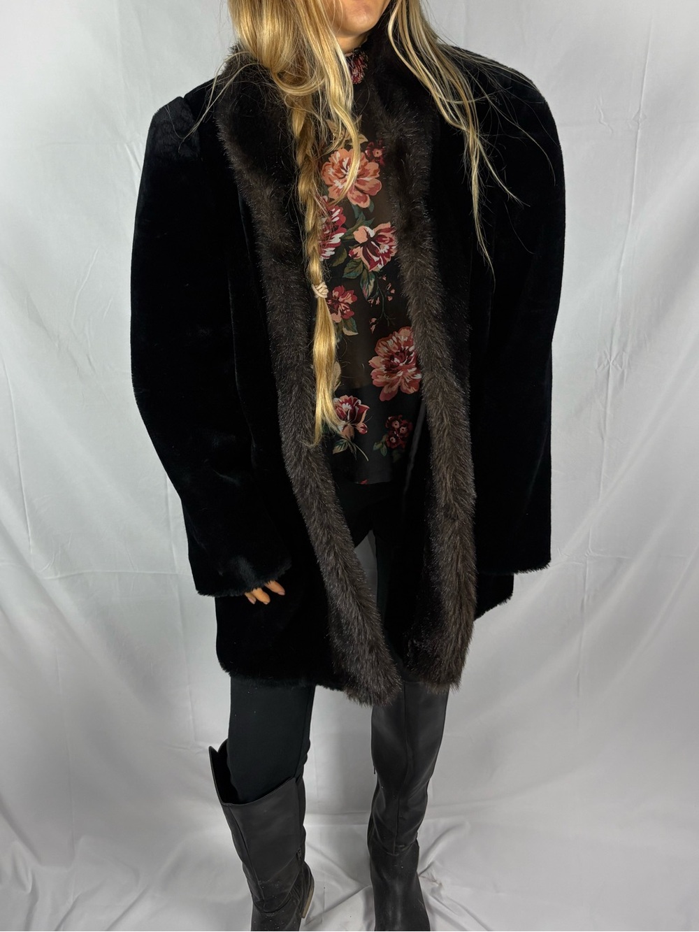 Vintage Fur Coat 90s Mob Wife Black overcoat soft luxury Y2K Goth Mariel